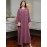[Handmade Beaded Abaya Set] 3136 Handmade Beaded Abaya Set for Women - Lavender Long Tunic with Golden Accents, Includes Camisole and Outerwear, Perfect for Spring/Summer, Casual Elegant Wear, Elegant Attire | Beaded Embellishments | Nonstretch Fabric