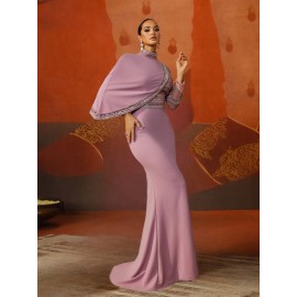 Women's Elegant Formal Evening gown - Long Formal Party Dress in Lavender Pink, A-Line Silhouette with flared Hem, Perfect for Weddings, Galas, Proms - Luxury Evening Wear for Women