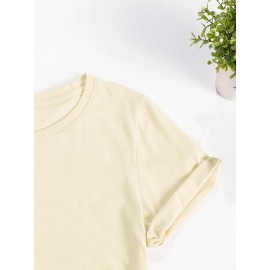 Don't let pigeons teach Graphic Print T-shirt, Short Sleeve Crew Neck Casual Top for Summer & Spring, Women's Clothing