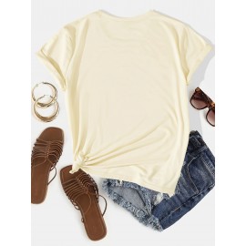 Don't let pigeons teach Graphic Print T-shirt, Short Sleeve Crew Neck Casual Top for Summer & Spring, Women's Clothing