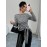 [Casual Striped T-Shirt] Polyester Women's Casual Striped T-Shirt with Tie-Front Detail | Black & White Vertical Stripes, Long Sleeve, Round Neck, Perfect for Spring/Fall, Everyday Fashion, Casual Wear