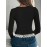 Women's Sexy V-Neck Blouse - Long Sleeve Fake Layering top with button front, All-Season Elegant Shirt for Office, Party, Everyday - Machine Washable Women's Clothing, Party Attire, Lace Detail Top