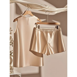 [Elegant Top Set] Elegant Sleeveless Top and Shorts Set | Women's Casual Pants Outfit